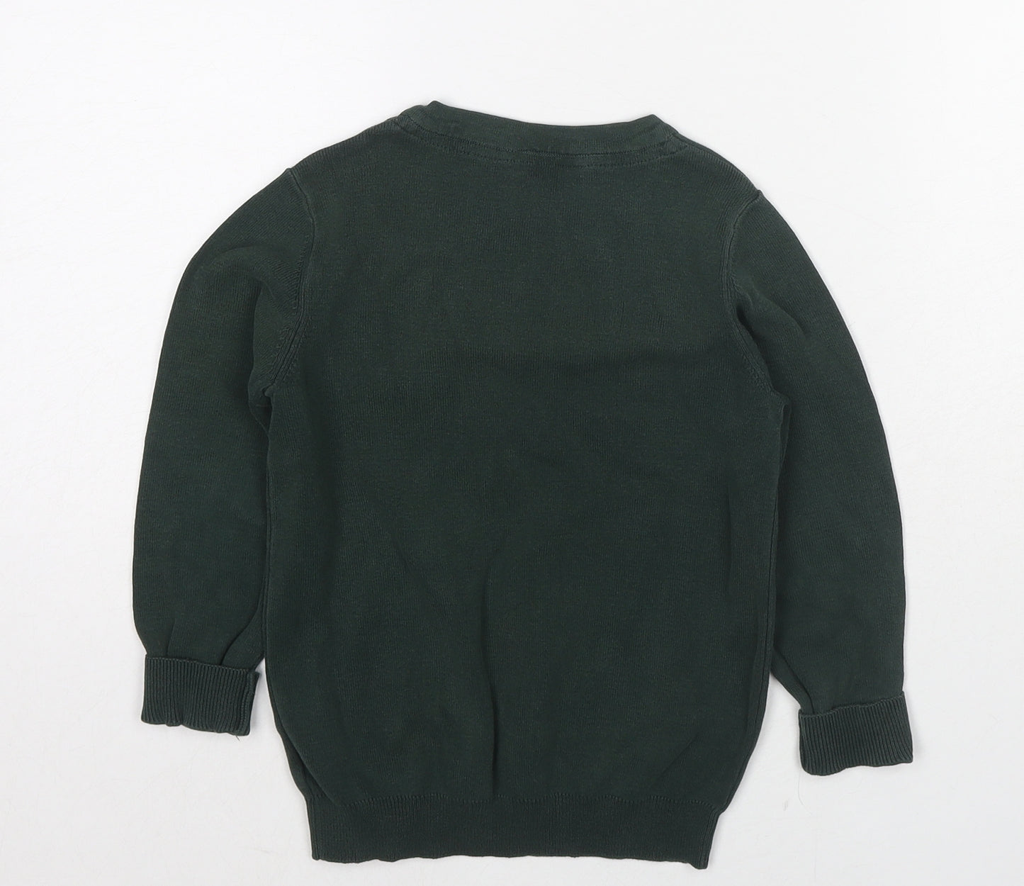 John Lewis Boys Green V-Neck Cotton Pullover Jumper Size 5-6 Years Pullover