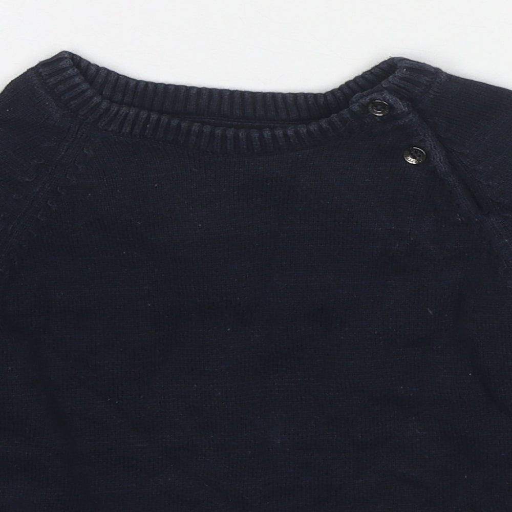 H&M Boys Blue Round Neck Cotton Pullover Jumper Size 3-4 Years Pullover