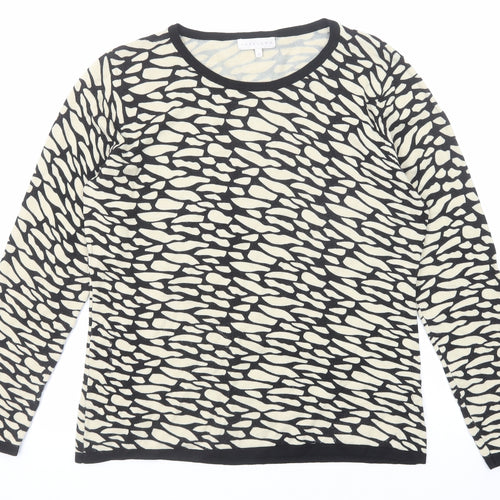 Lakeland Womens Beige Round Neck Geometric Viscose Pullover Jumper Size 12