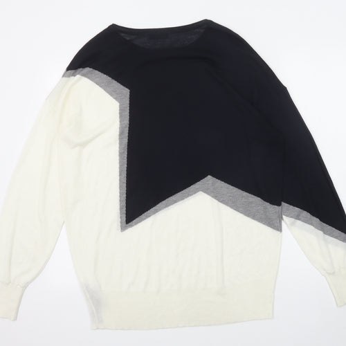 Zara Womens Multicoloured Round Neck Geometric Viscose Pullover Jumper Size L