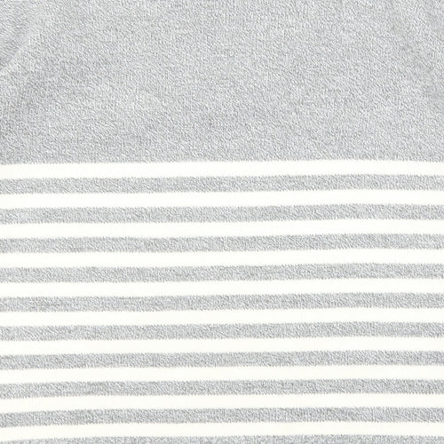 Pure & Natural Womens Grey V-Neck Striped Acrylic Pullover Jumper Size M - Size M-L