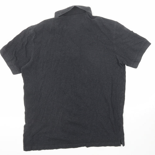 HUGO BOSS Mens Grey Cotton Polo Size M Collared Button