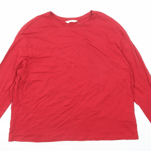 Marks and Spencer Mens Red Polyester T-Shirt Size XL Round Neck