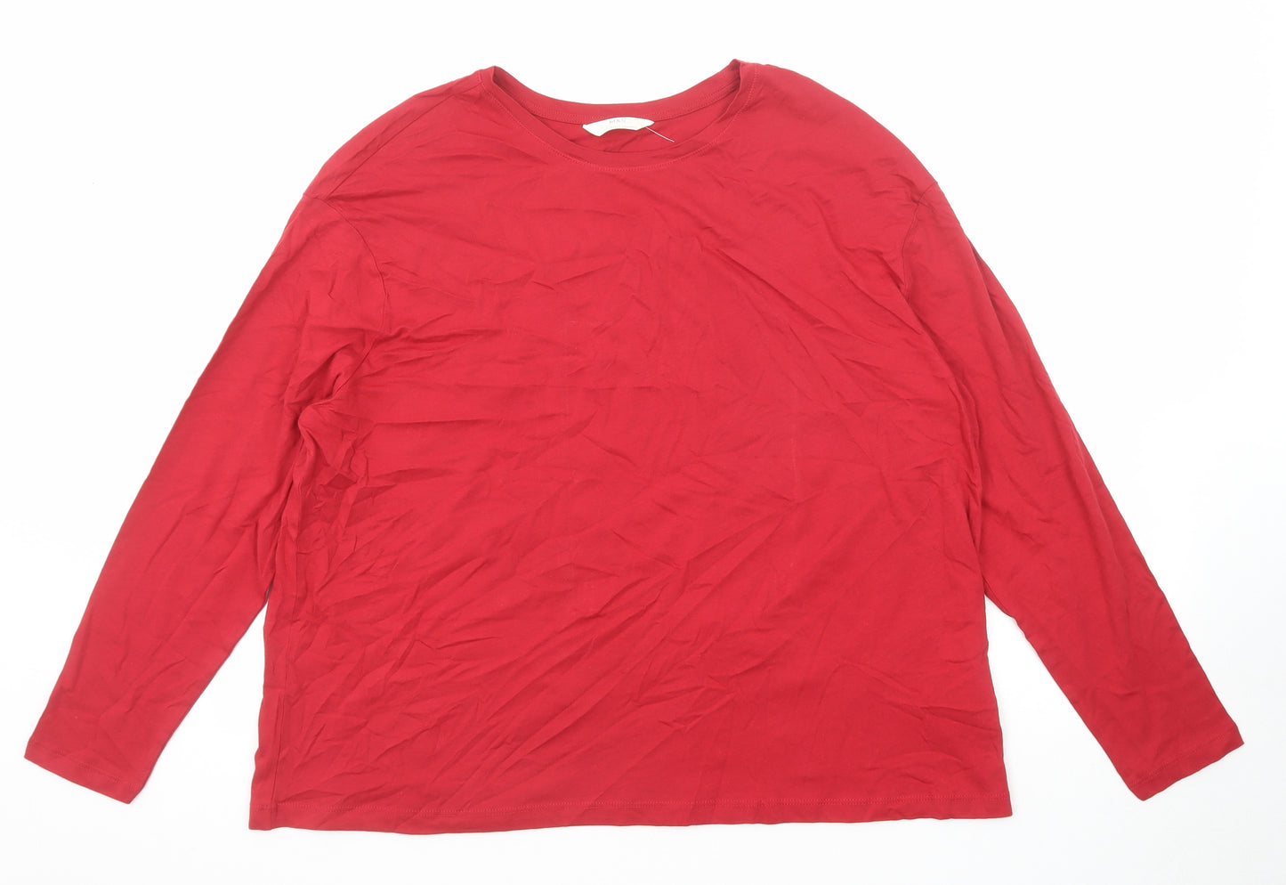 Marks and Spencer Mens Red Polyester T-Shirt Size XL Round Neck