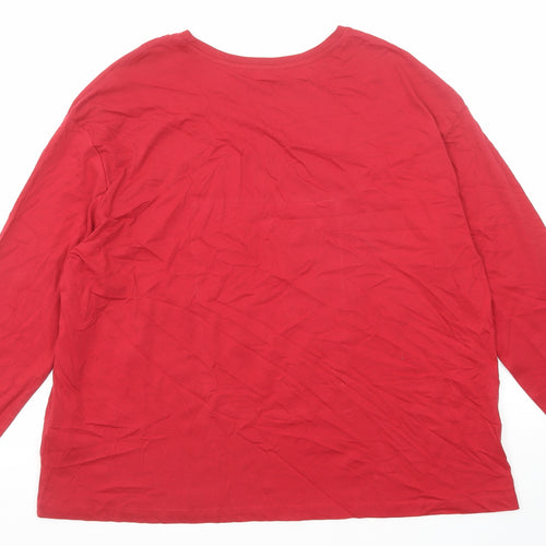 Marks and Spencer Mens Red Polyester T-Shirt Size XL Round Neck