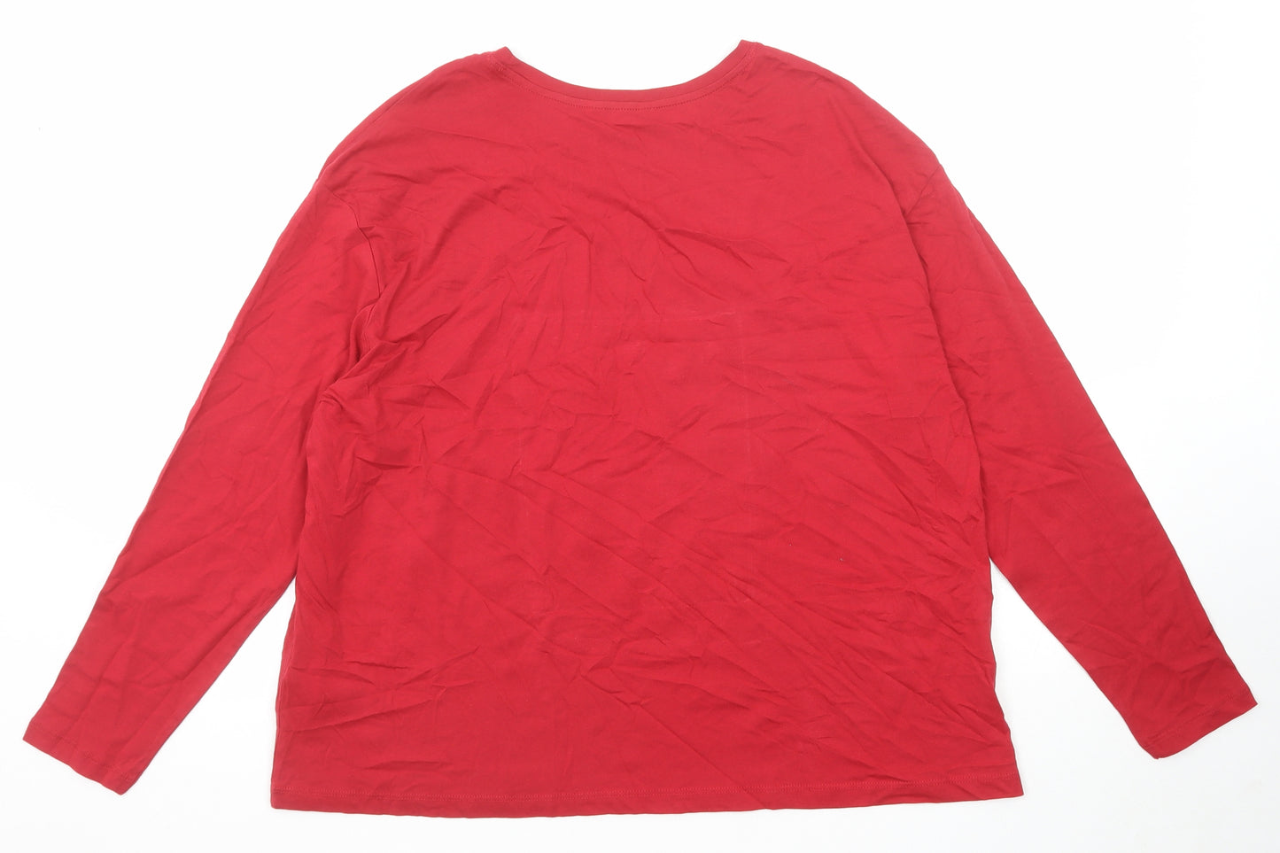 Marks and Spencer Mens Red Polyester T-Shirt Size XL Round Neck