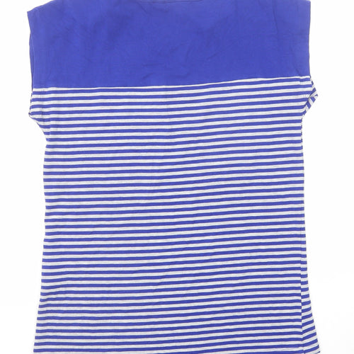 Seraphine Womens Blue Striped Viscose Basic T-Shirt Size 10 Boat Neck