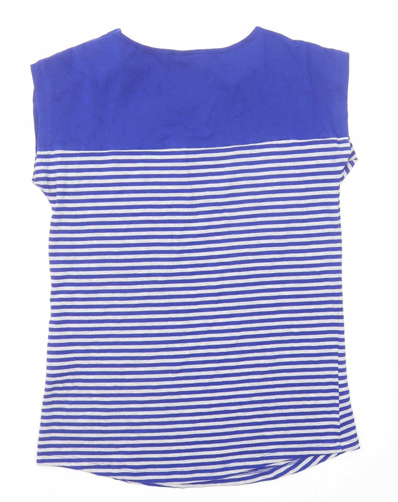 Seraphine Womens Blue Striped Viscose Basic T-Shirt Size 10 Boat Neck