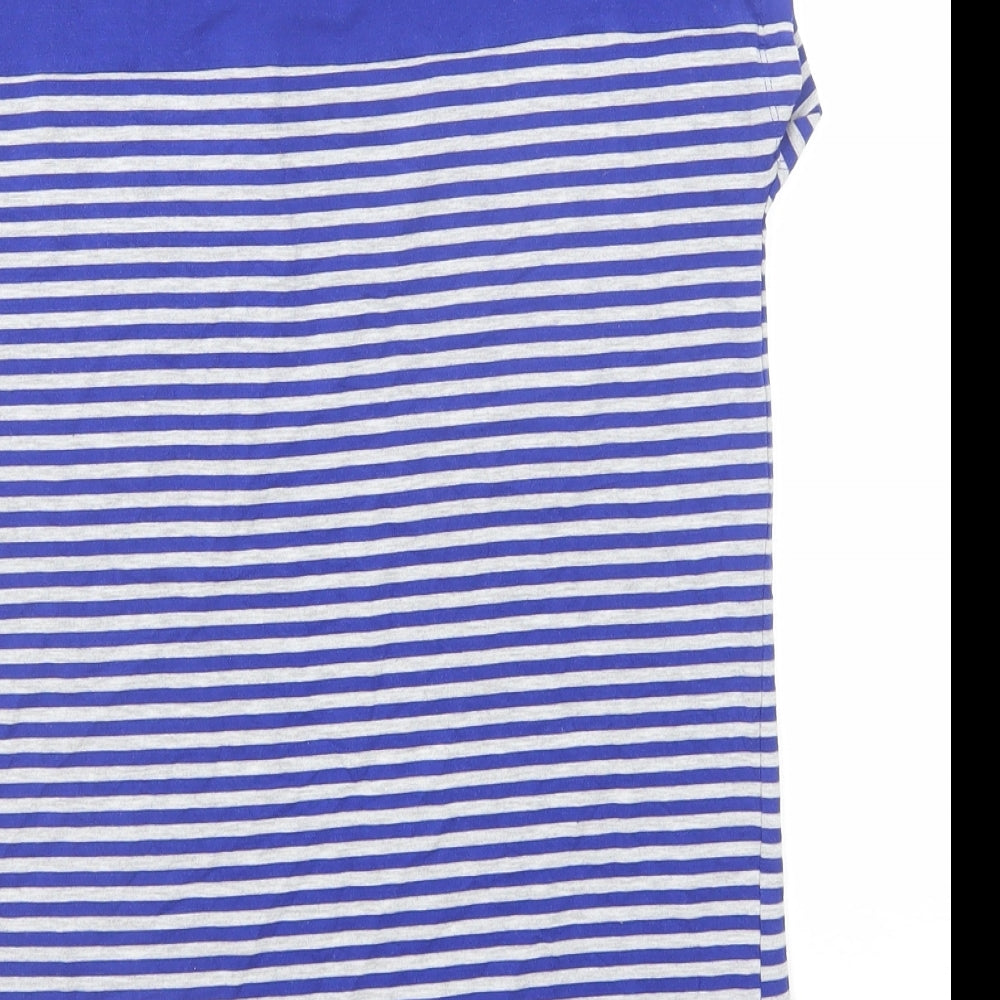 Seraphine Womens Blue Striped Viscose Basic T-Shirt Size 10 Boat Neck