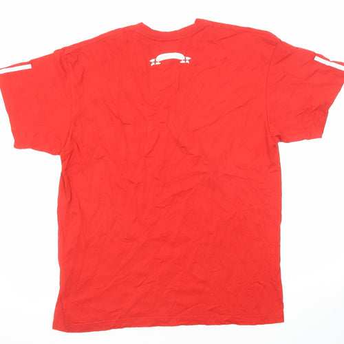 adidas Mens Red Cotton T-Shirt Size L Round Neck - England