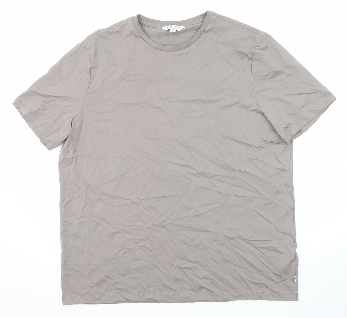 Autograph Mens Grey Cotton T-Shirt Size 2XL Round Neck