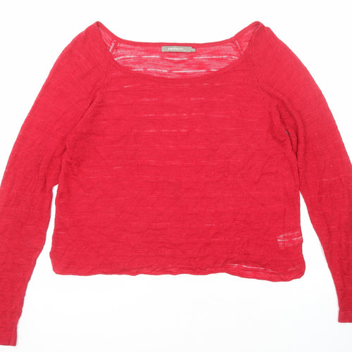 Sandwich Womens Red Viscose Basic Blouse Size L Round Neck