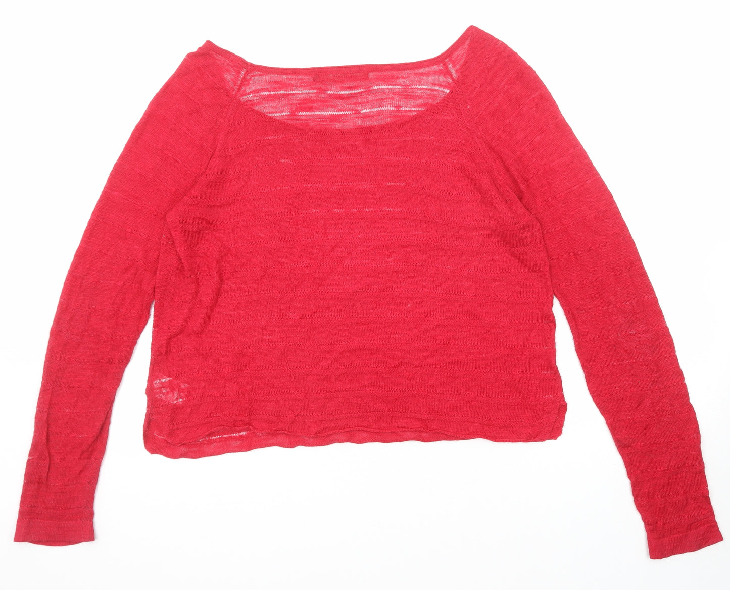 Sandwich Womens Red Viscose Basic Blouse Size L Round Neck
