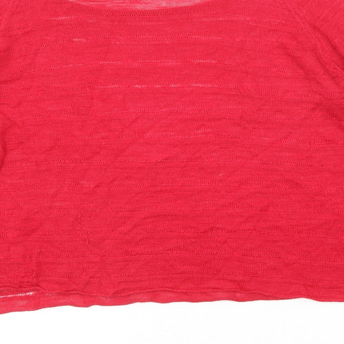 Sandwich Womens Red Viscose Basic Blouse Size L Round Neck