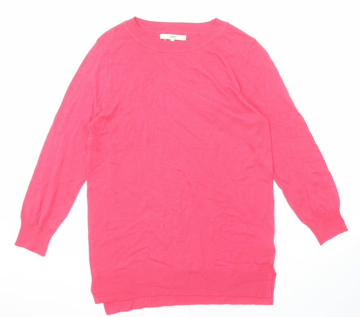 NEXT Womens Pink Round Neck Cotton Pullover Jumper Size 10