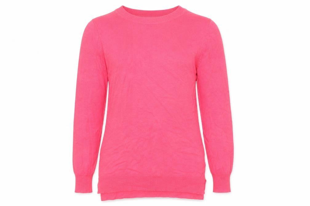 Front view of Next women’s pink round neck cotton jumper, size UK 10