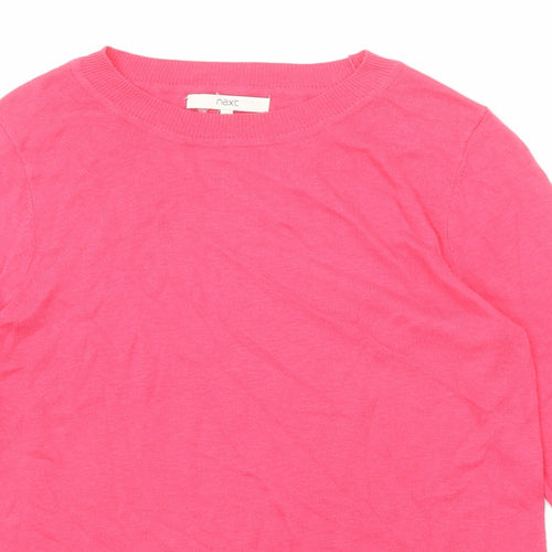 NEXT Womens Pink Round Neck Cotton Pullover Jumper Size 10