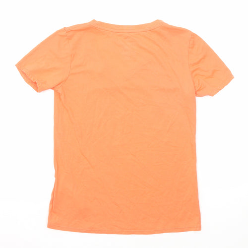 Nike Womens Orange Cotton Basic T-Shirt Size S V-Neck - Run