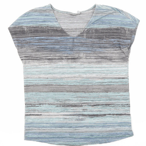 fransa Womens Multicoloured Geometric Polyester Basic T-Shirt Size S V-Neck