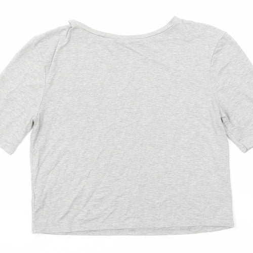 River Island Womens Grey Polyester Basic T-Shirt Size 8 Round Neck - Boutique Couture