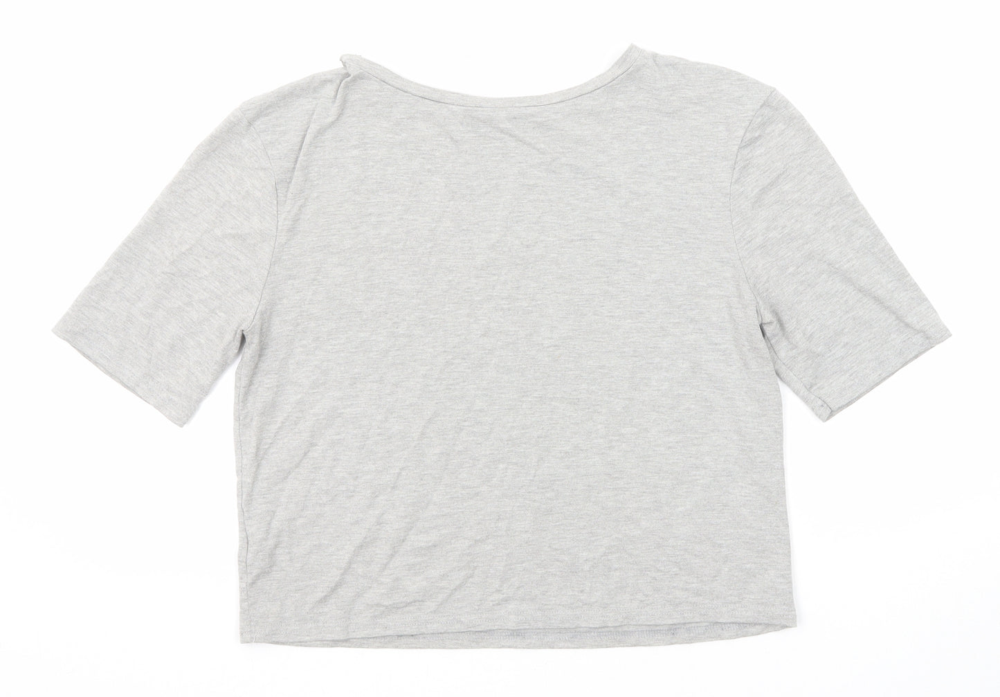 River Island Womens Grey Polyester Basic T-Shirt Size 8 Round Neck - Boutique Couture