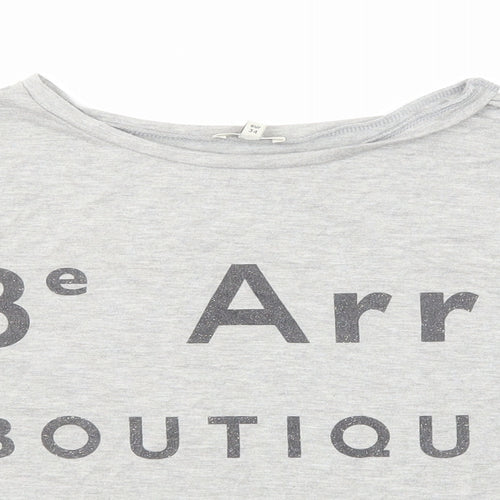 River Island Womens Grey Polyester Basic T-Shirt Size 8 Round Neck - Boutique Couture