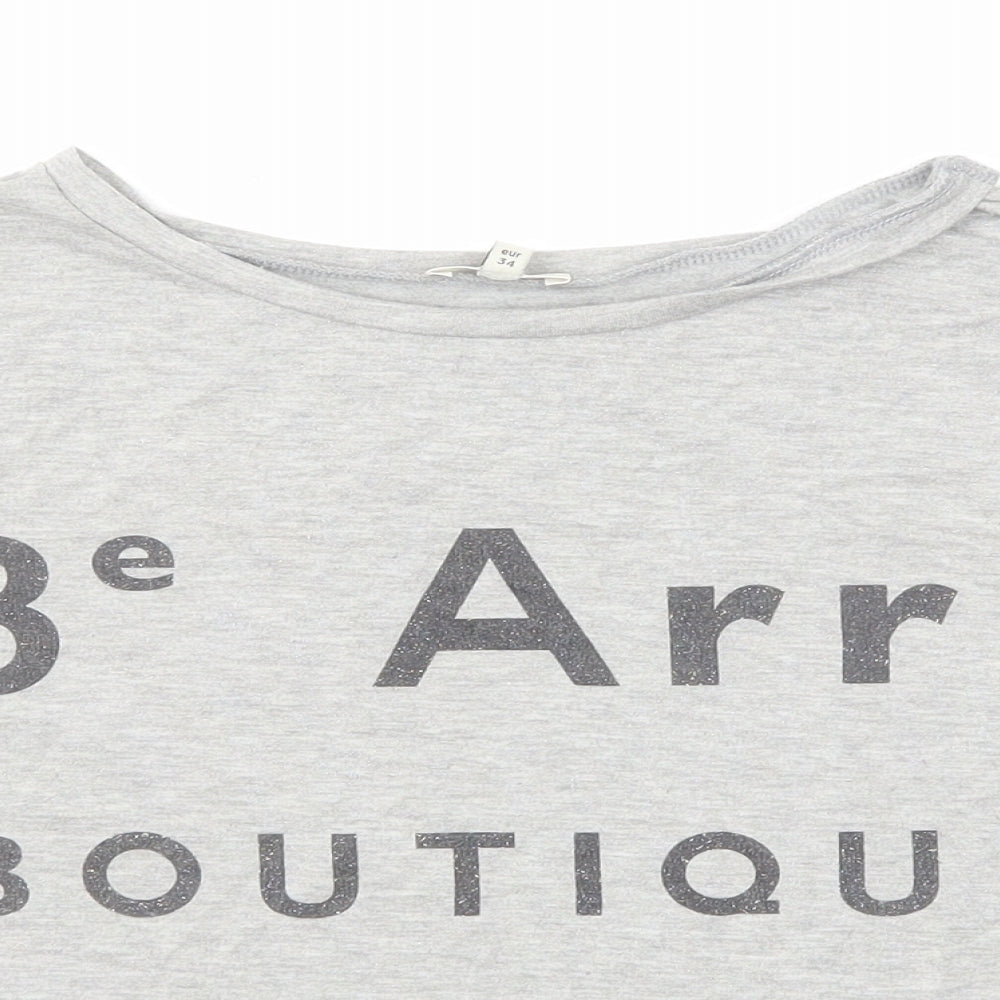 River Island Womens Grey Polyester Basic T-Shirt Size 8 Round Neck - Boutique Couture