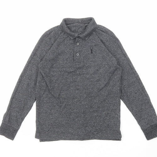 NEXT Boys Grey Cotton Basic Polo Size 9 Years Collared Button