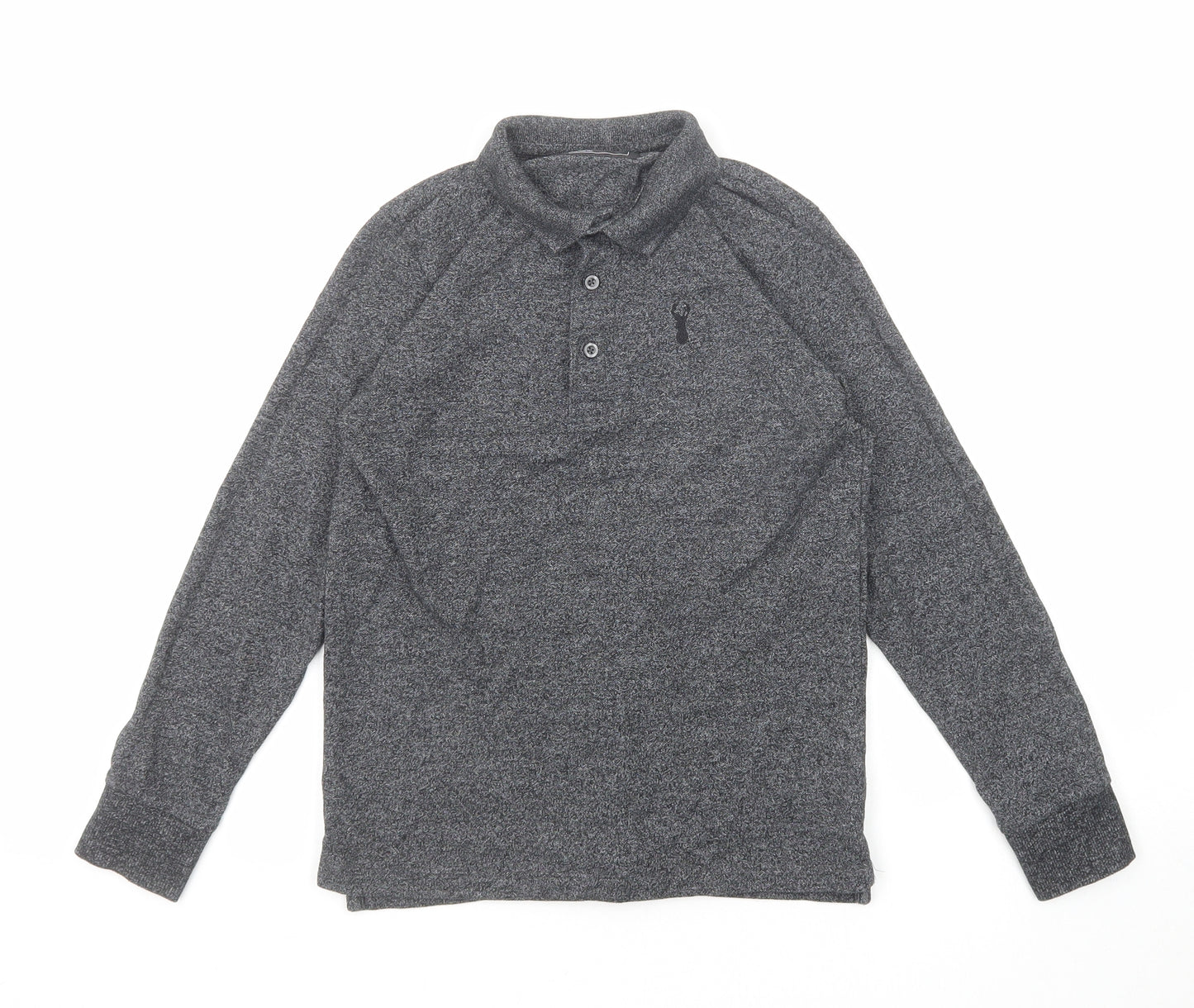 NEXT Boys Grey Cotton Basic Polo Size 9 Years Collared Button