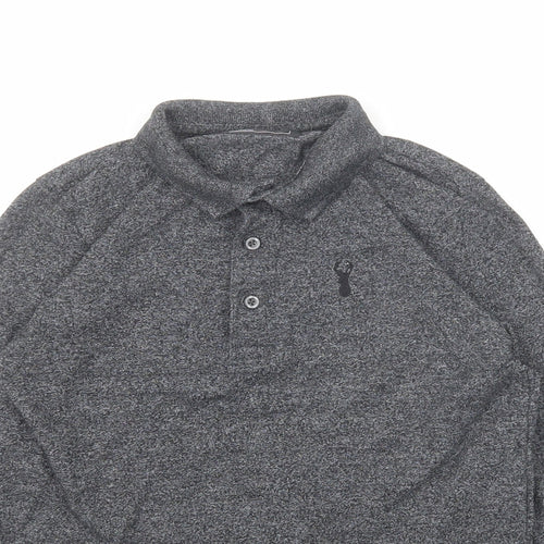 NEXT Boys Grey Cotton Basic Polo Size 9 Years Collared Button