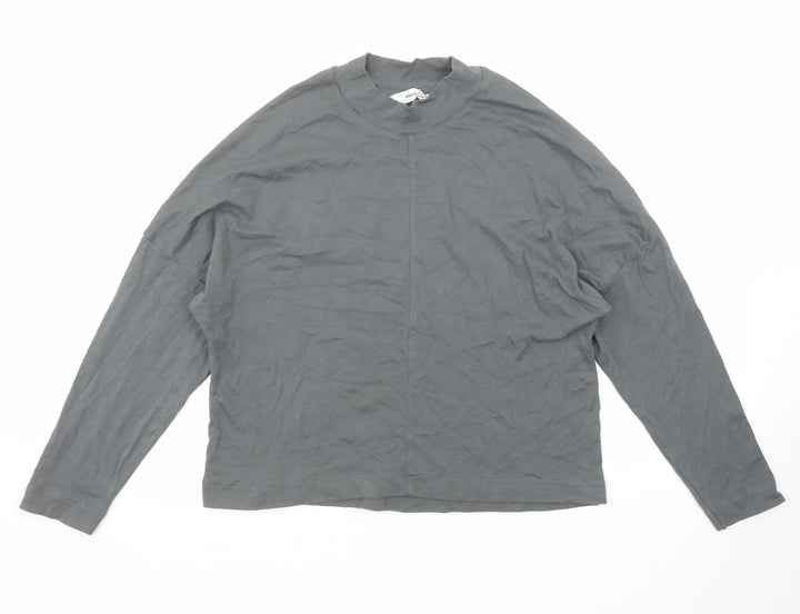 Mango Womens Grey Polyester Basic T-Shirt Size XS Mock Neck