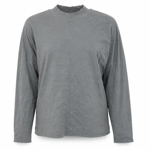 Mango Womens Grey Polyester Basic T-Shirt Size XS Mock Neck