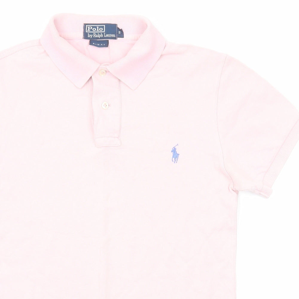 Polo Ralph Lauren Mens Pink Cotton Polo Size S Collared Button