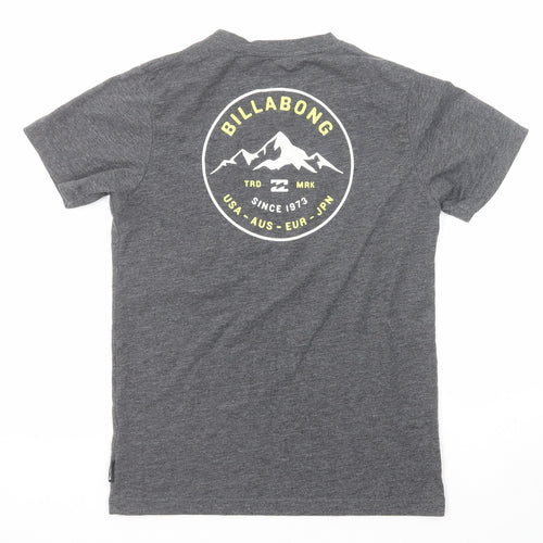 Billabong Boys Grey Polyester Basic T-Shirt Size 12 Years Round Neck Pullover