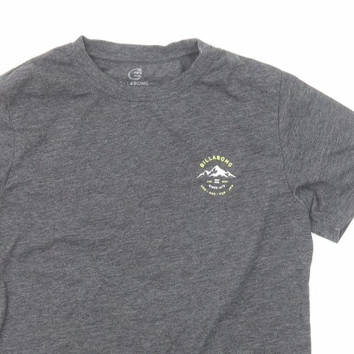 Billabong Boys Grey Polyester Basic T-Shirt Size 12 Years Round Neck Pullover