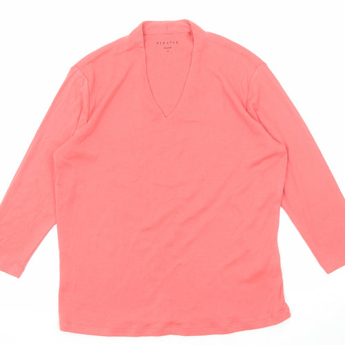 Viz a Viz Womens Pink Polyester Basic Blouse Size 16 V-Neck