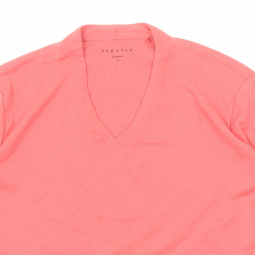 Viz a Viz Womens Pink Polyester Basic Blouse Size 16 V-Neck