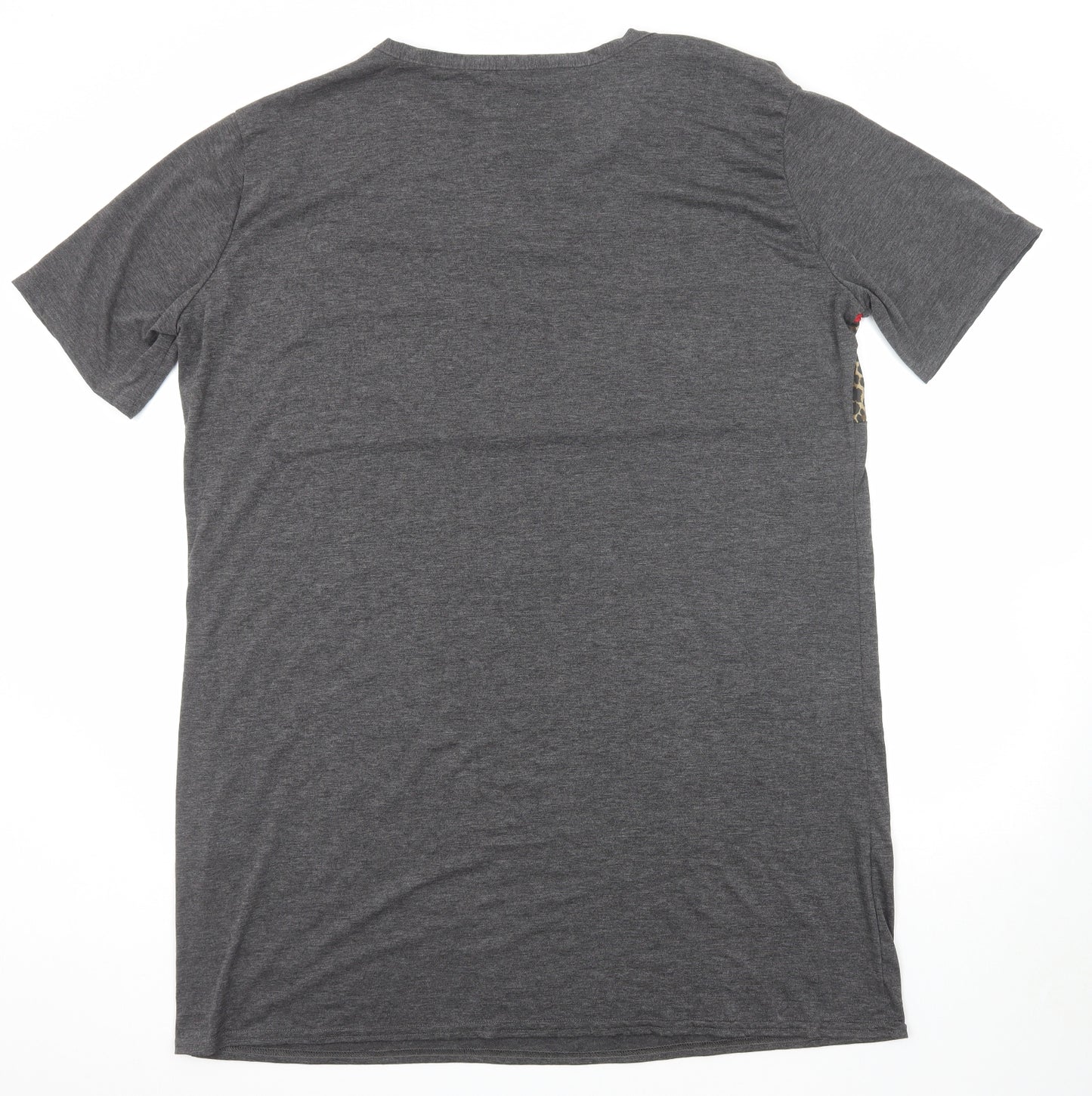 Boohoo Womens Grey Colourblock Viscose T-Shirt Dress Size 22 Round Neck Pullover