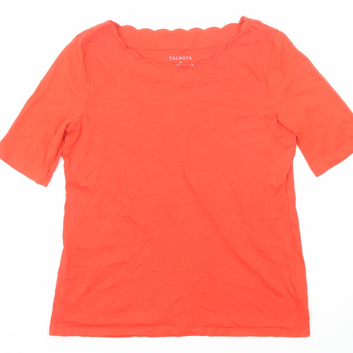 Talbots Womens Orange Cotton Basic T-Shirt Size M Round Neck