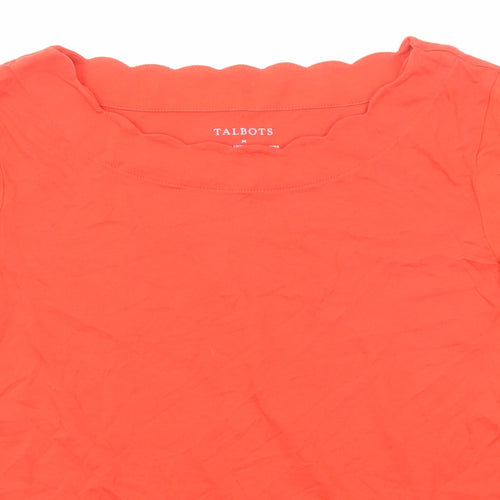Talbots Womens Orange Cotton Basic T-Shirt Size M Round Neck