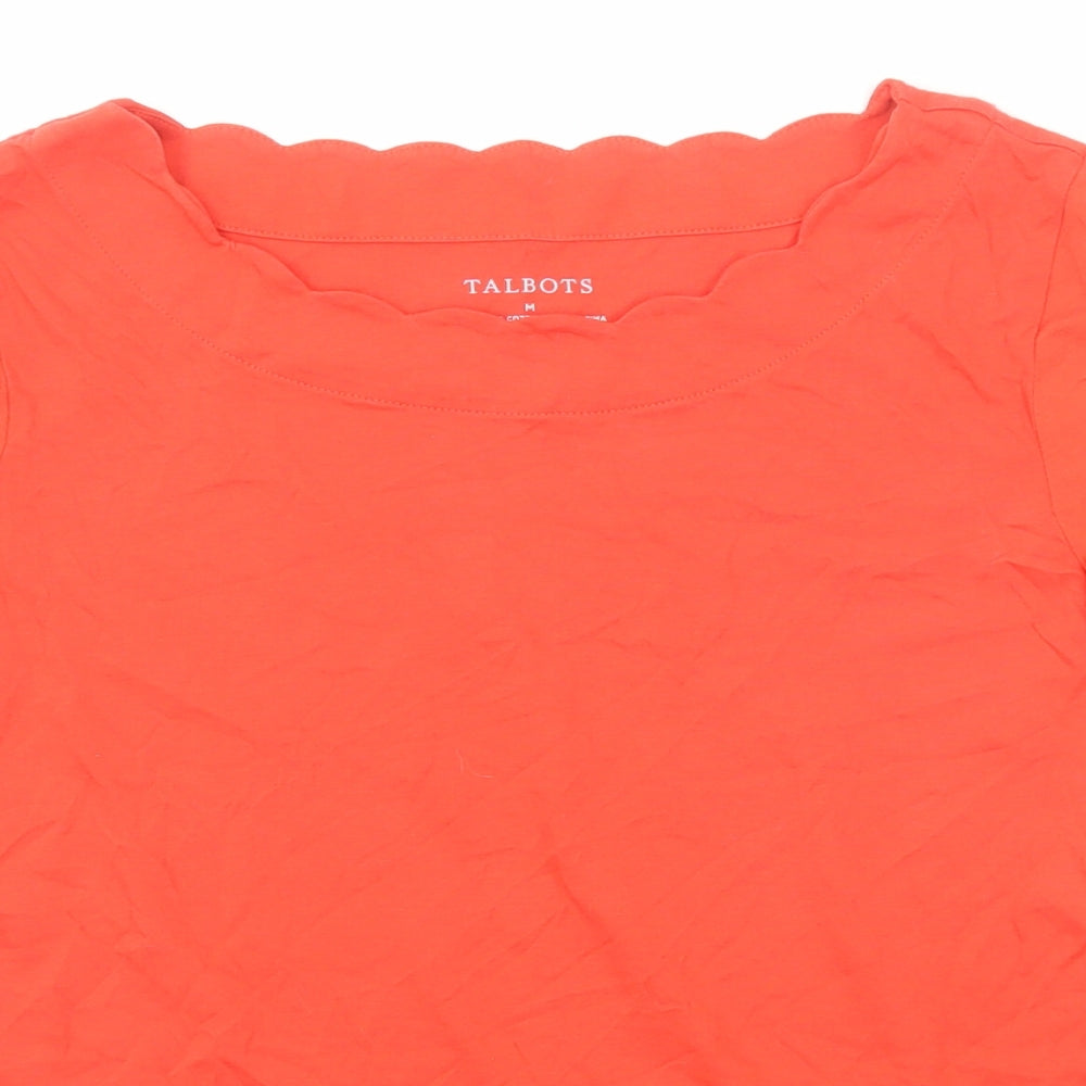 Talbots Womens Orange Cotton Basic T-Shirt Size M Round Neck