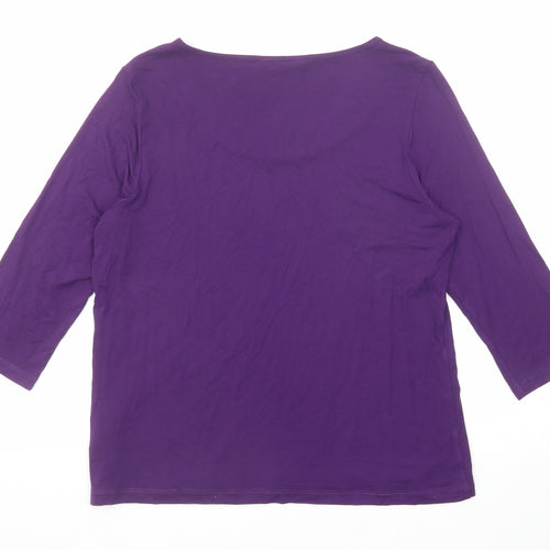 Marks and Spencer Womens Purple Polyester Basic Blouse Size 16 Round Neck