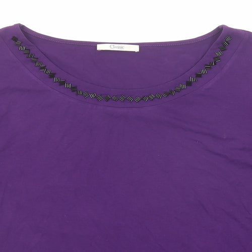 Marks and Spencer Womens Purple Polyester Basic Blouse Size 16 Round Neck