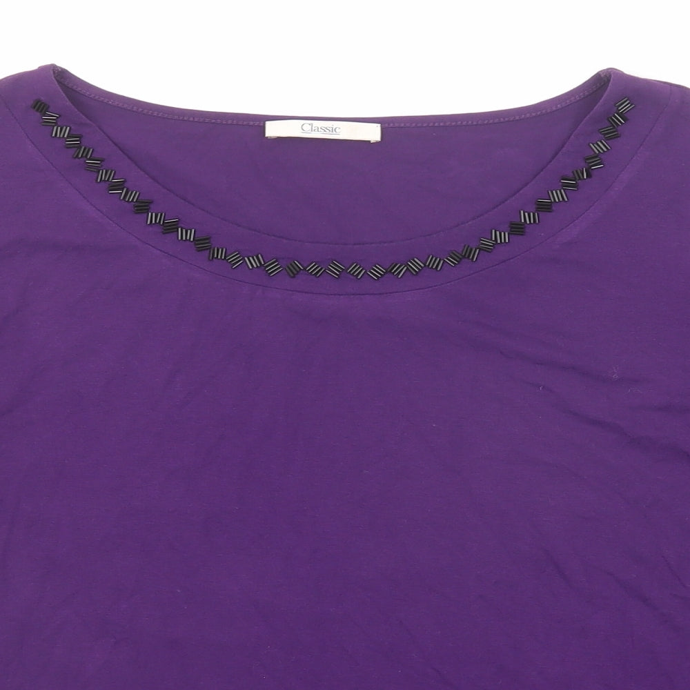 Marks and Spencer Womens Purple Polyester Basic Blouse Size 16 Round Neck