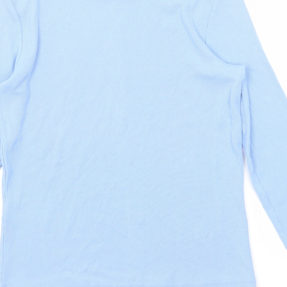 Monki Womens Blue Cotton Basic Blouse Size S Round Neck