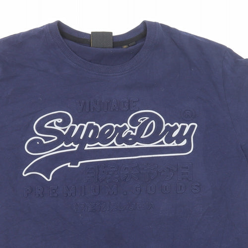 Superdry Womens Blue Cotton Basic T-Shirt Size 3XL Round Neck