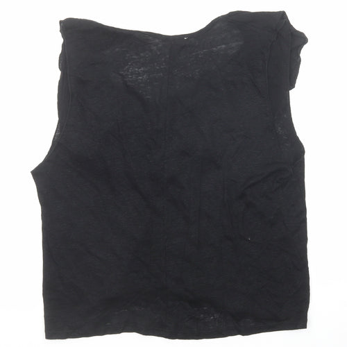 Zara Womens Black Polyester Basic Blouse Size M V-Neck