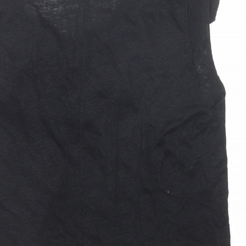 Zara Womens Black Polyester Basic Blouse Size M V-Neck