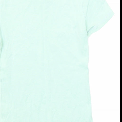 Marks and Spencer Womens Green 100% Cotton Basic T-Shirt Size 8 Round Neck