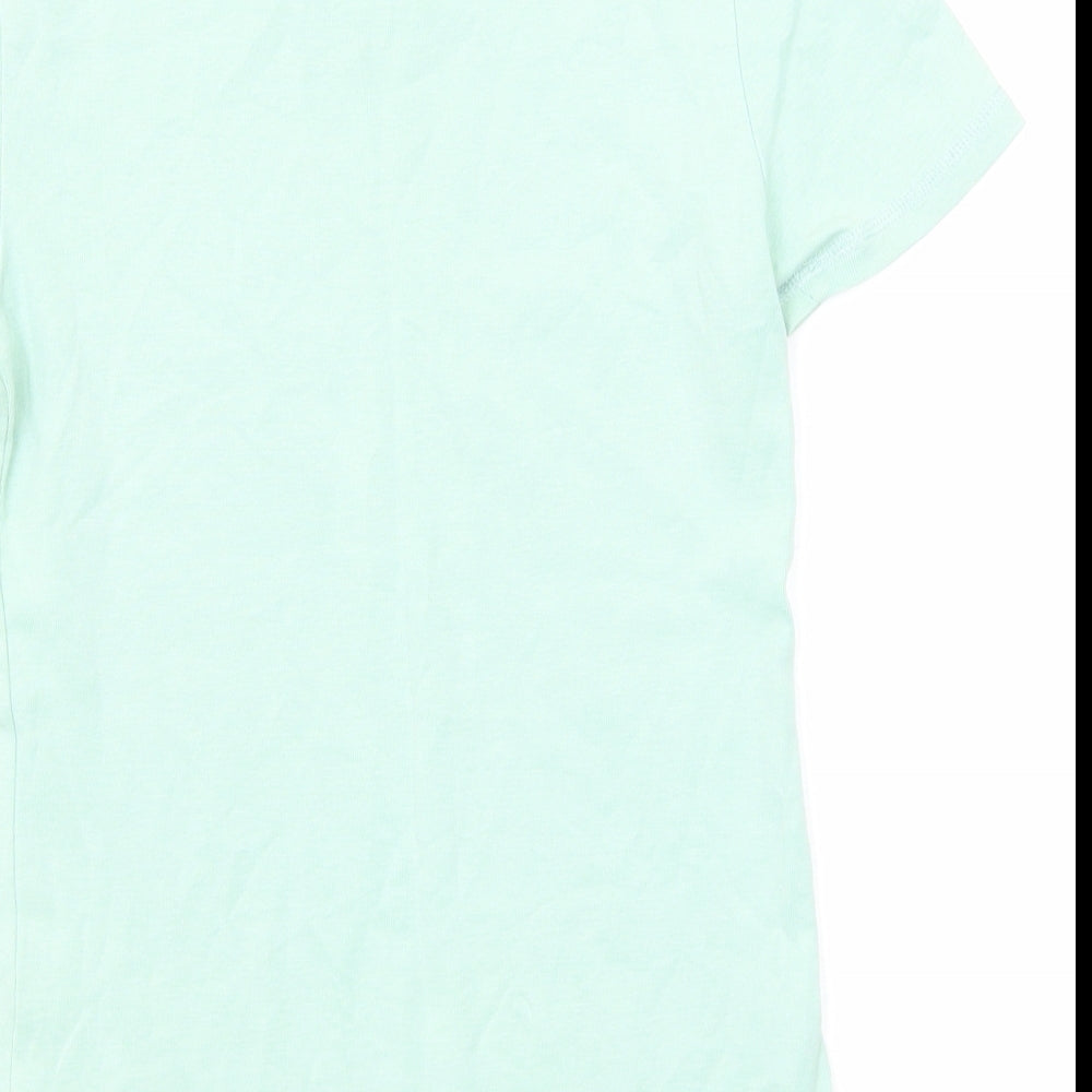Marks and Spencer Womens Green 100% Cotton Basic T-Shirt Size 8 Round Neck